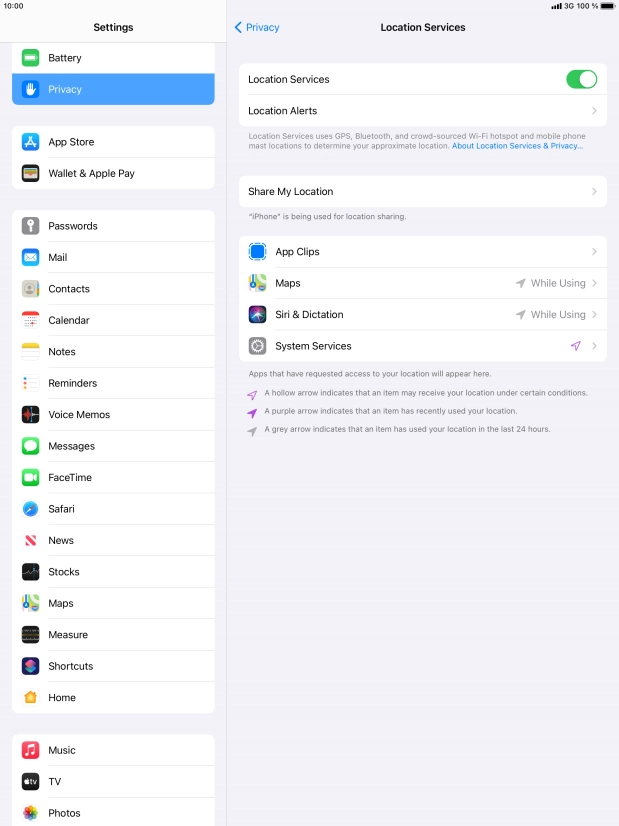 Press the required application.