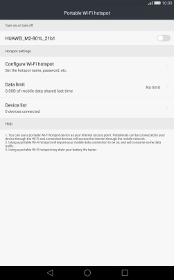 Press Configure Wi-Fi hotspot.