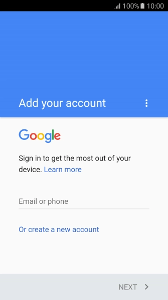 If you don t have a Google account, press Or create a new account and follow the instructions on the screen to create an account.