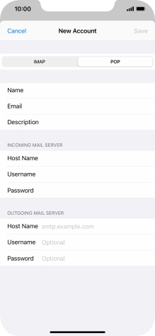 Press Host Name and key in the name or IP address of your email provider's outgoing server. Please note that if you can't send email messages when using your email provider's outgoing server, key in smtp.vodafone.net.au (Vodafone's outgoing server).