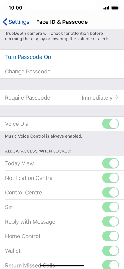 Press Turn Passcode On and key in a phone lock code of your own choice twice.