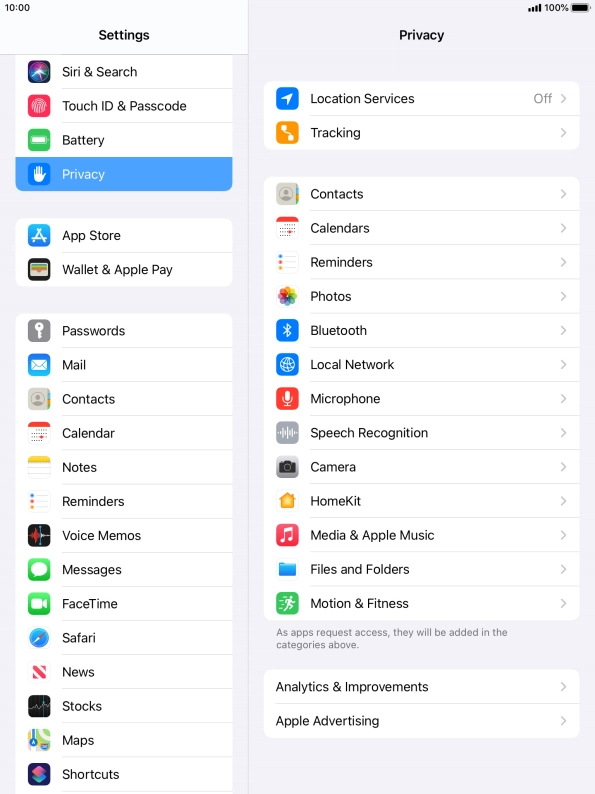 Press Location Services.