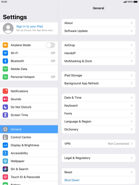 Press Sign in to your iPad.