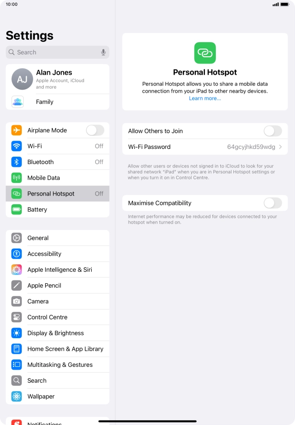 Press Wi-Fi Password and key in the required password.