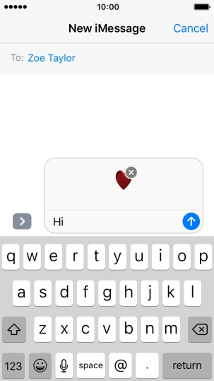 Press the send icon when you've finished your iMessage.