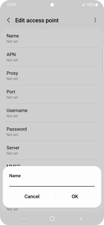 Key in Vodafone Internet and press OK.