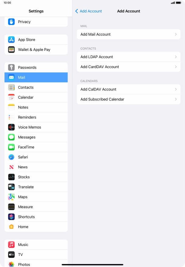 Press Add Mail Account.