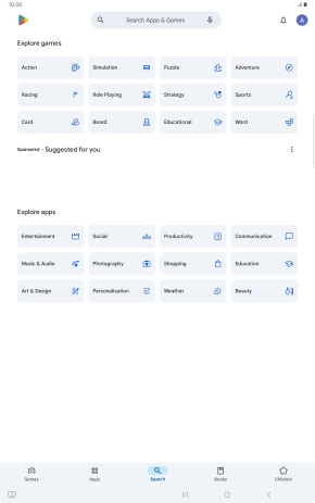 Press the search field.