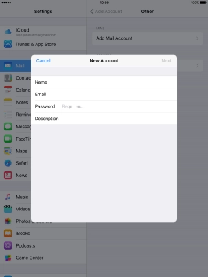 Press Password and key in the password for your email account.