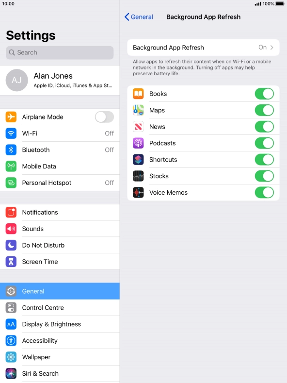 Press Background App Refresh.