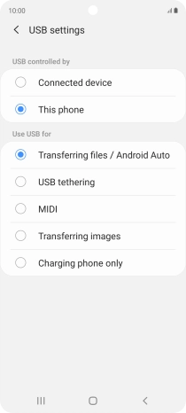 Press Transferring files / Android Auto.