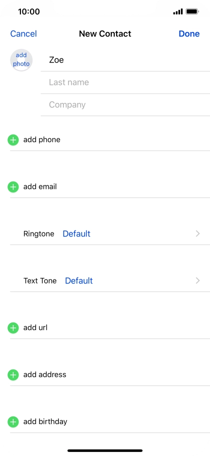 Press Last name and key in the last name.