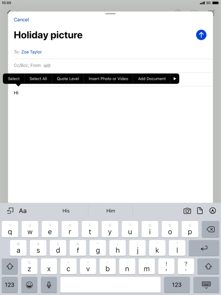 Press Insert Photo or Video and follow the instructions on the screen to attach a picture or a video clip.