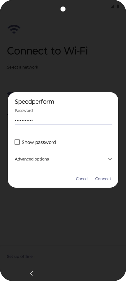 Key in the password for the Wi-Fi network and press Connect.