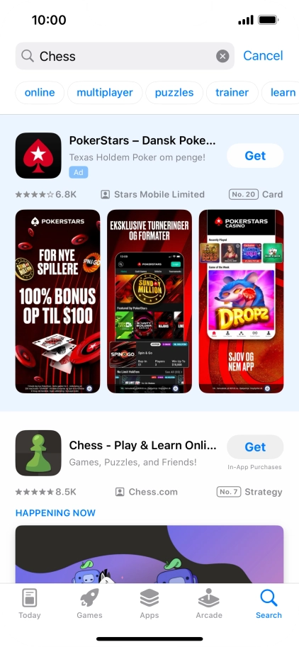 Press the required app.