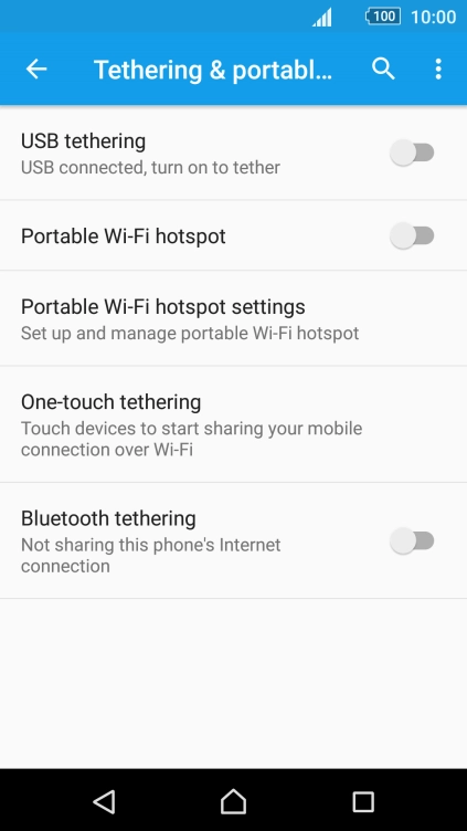 Press Portable Wi-Fi hotspot settings.