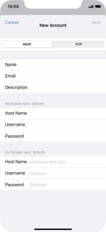 Press Host Name and key in the name or IP address of your email provider's outgoing server. Please note that if you can't send email messages when using your email provider's outgoing server, key in smtp.vodafone.net.au (Vodafone's outgoing server).