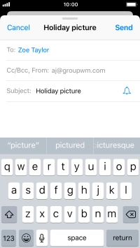 Press the text input field and write the text for your email message.