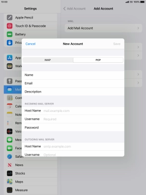 Press Host Name and key in the name of your email provider's incoming server.