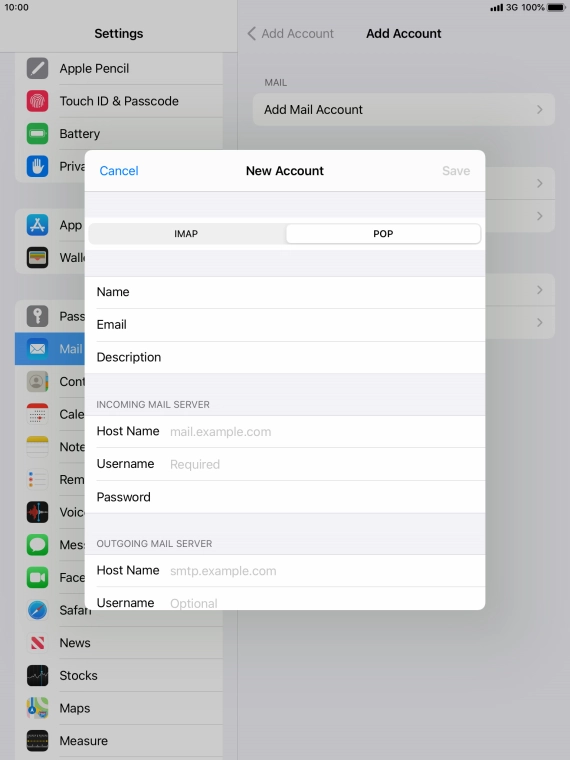 Press Host Name and key in the name of your email provider's incoming server.