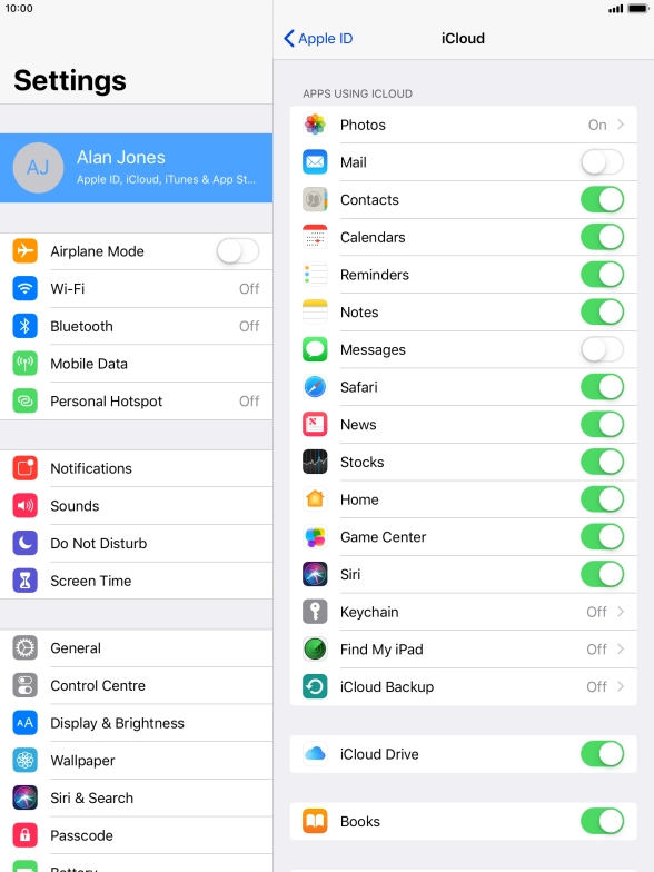 Press the indicator next to 