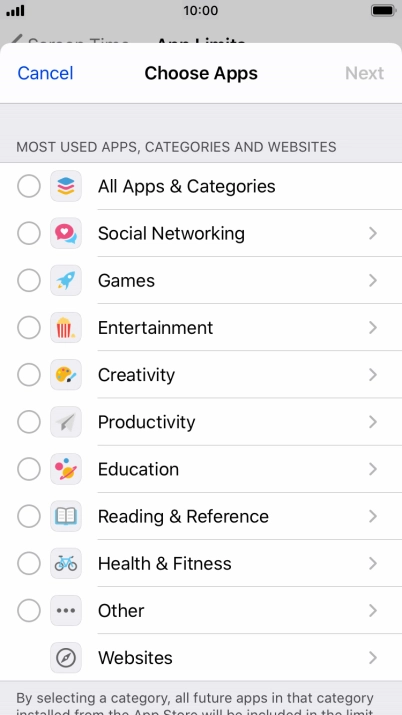 Press the required categories.