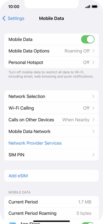 Press Mobile Data Options.
