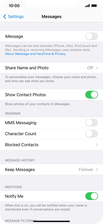 Press the indicator next to 
