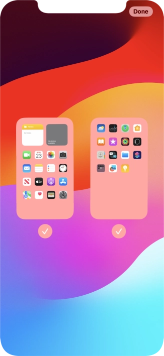 Press the fields below the required home screens to select or deselect them.