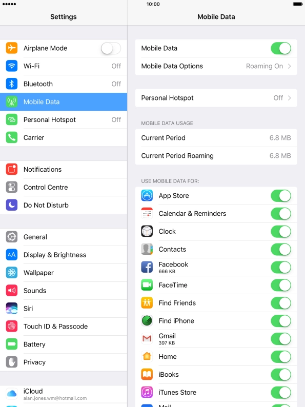 Press Mobile Data Options.