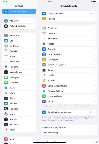Press Location Services.