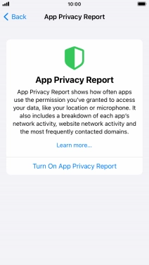 Press Turn On App Privacy Report to turn on the function.