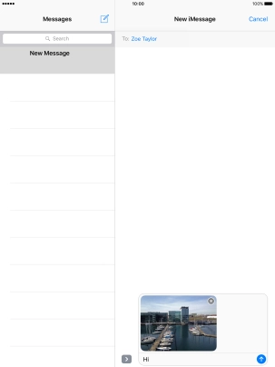 Press the send icon when you've finished your iMessage.