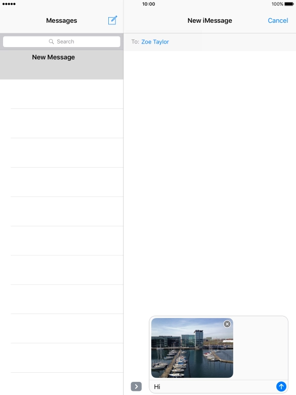 Press the send icon when you've finished your iMessage.