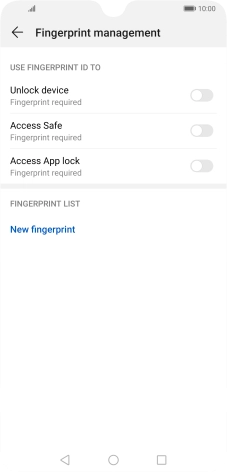 Press New fingerprint and follow the instructions on the screen to create the phone lock code using your fingerprint.
