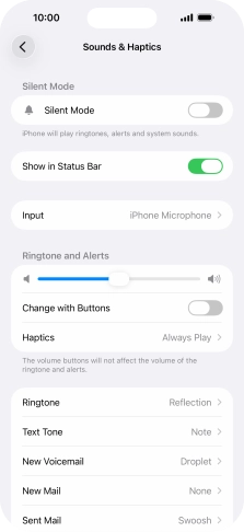 Press the indicator next to 