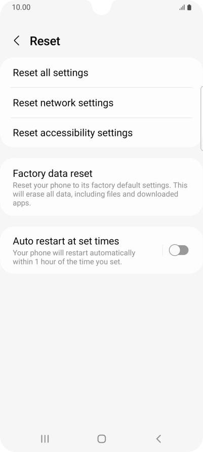 Press Factory data reset.