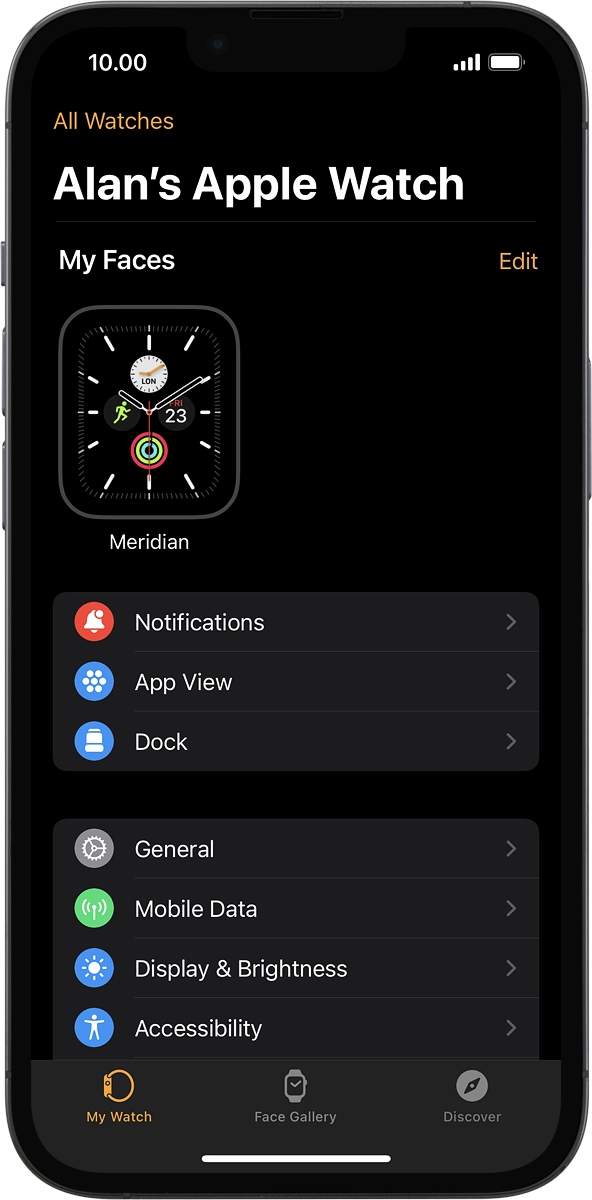 On your phone: Press My Watch.
