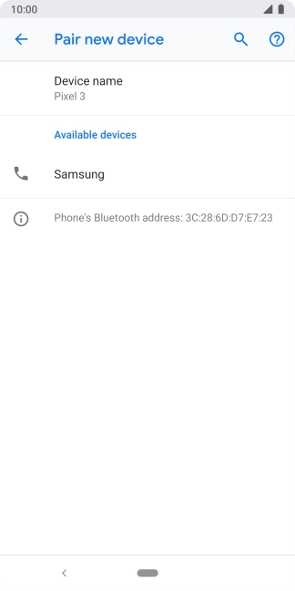 Press the required Bluetooth device and follow the instructions on the screen to pair the device with your phone.