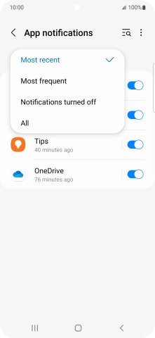 Press the required setting.