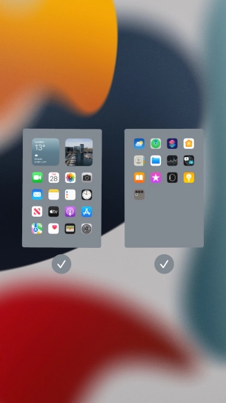 Press the fields below the required home screens to select or deselect them.