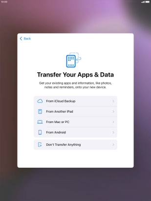 Press Don't Transfer Anything and follow the instructions on the screen to finish the activation.