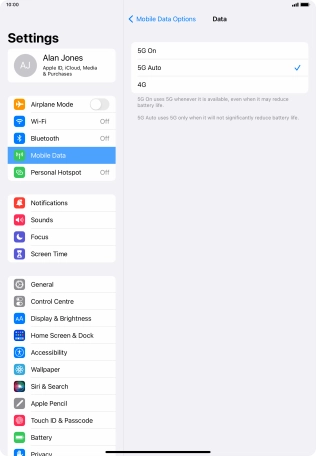 To turn on use of 5G primarily, press 5G On.