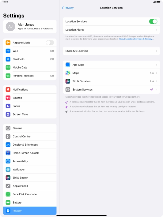 Press the required application.