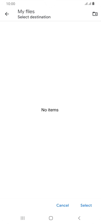 To create a new folder, press the new folder icon and follow the instructions on the screen to create a new folder.