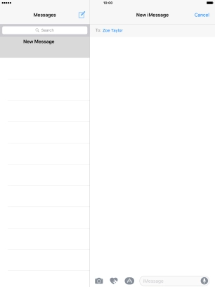 Press the text input field and write the text for your iMessage.