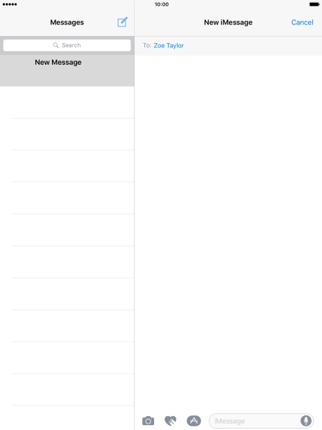 Press the text input field and write the text for your iMessage.