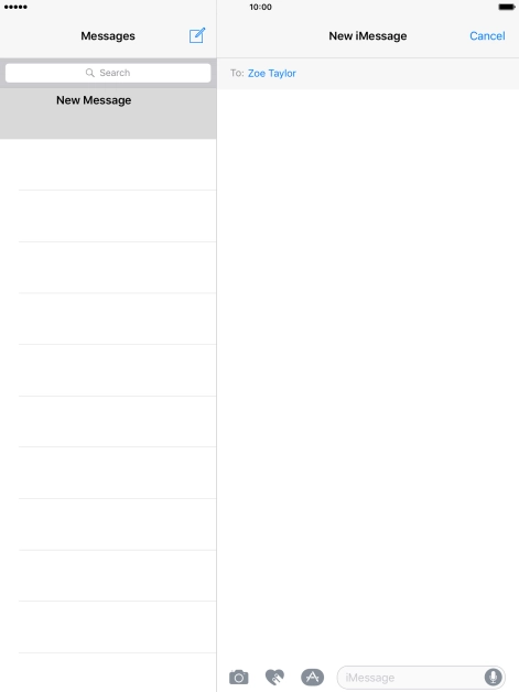 Press the text input field and write the text for your iMessage.