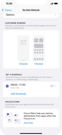 Press Add Schedule and follow the instructions on the screen to select settings for automatic activation of Do Not Disturb.