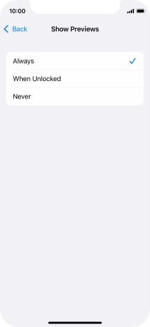 To select notification preview on the lock screen, press Always.